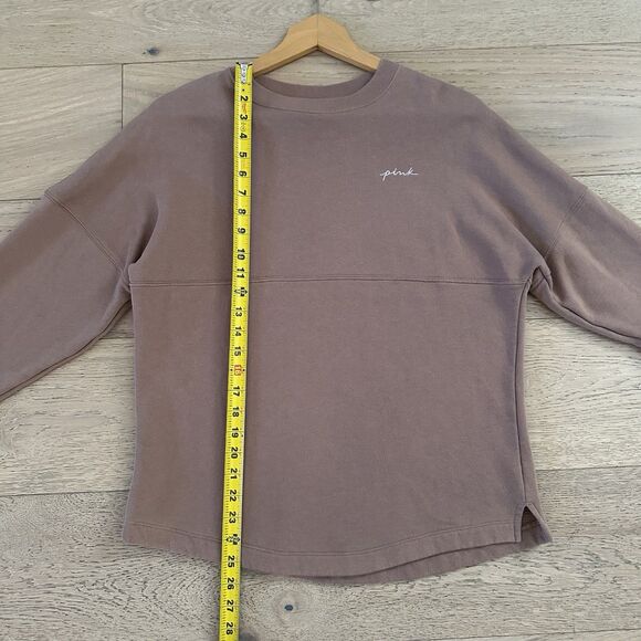 Victoria’s Secret Pullover Love Pink Embroidered Brown Beige Clay XS Oversized - Picture 9 of 10